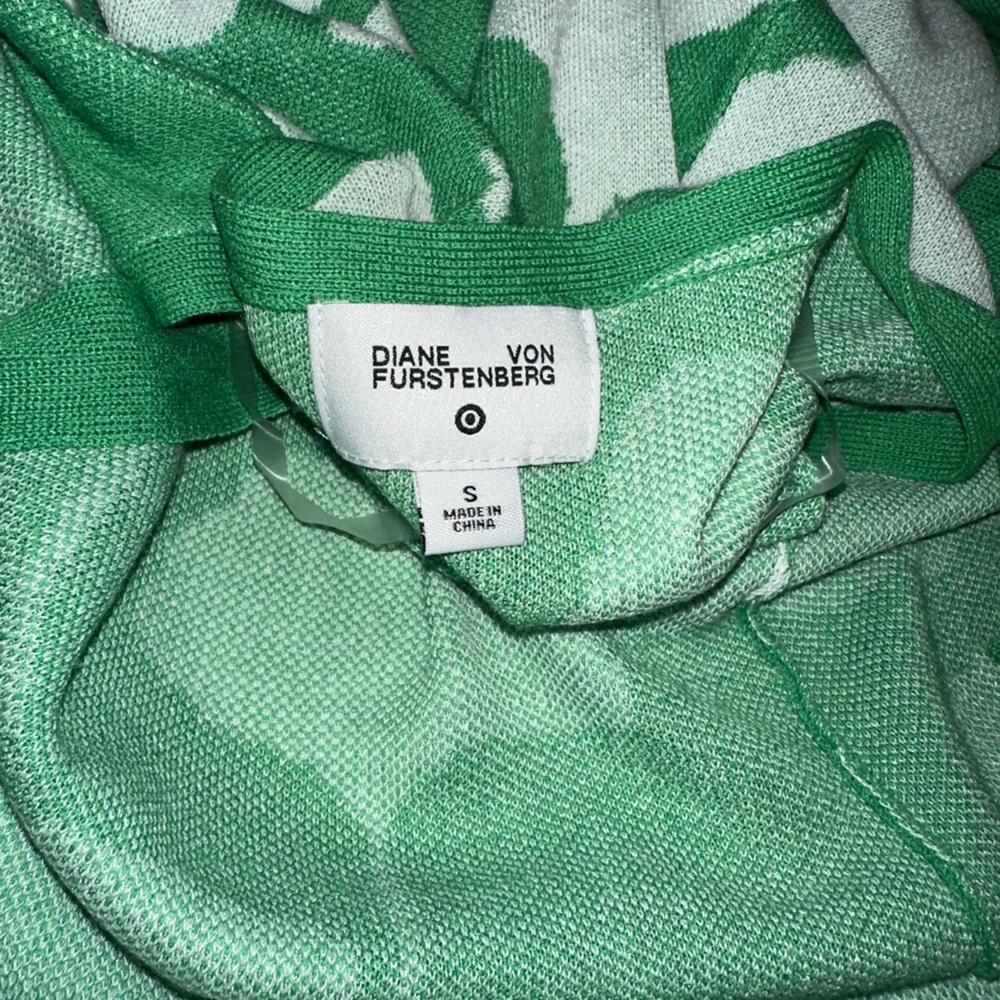 Diane Von Furstenberg DVF x Target Green White Gingko Sweater Wrap Tunic Dress S - Picture 9 of 10